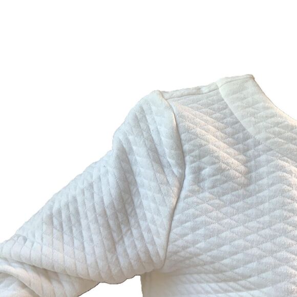 Croft And Barrow White Quilted Pattern Long Sleeve Crew Neck Sweatshirt Size Med - Picture 4 of 13